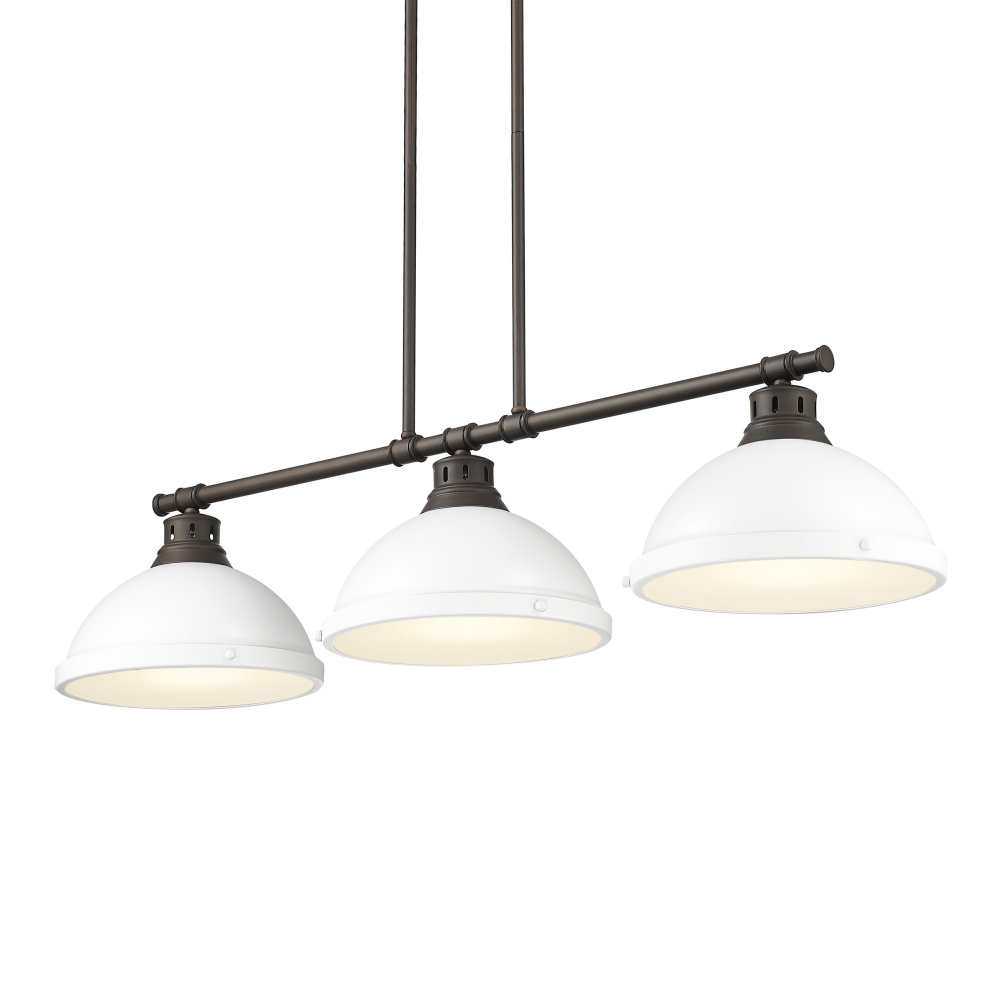 Yep by Golden Lighting Duncan 3-light Island Light in Rubbed Bronze and Matte White shade